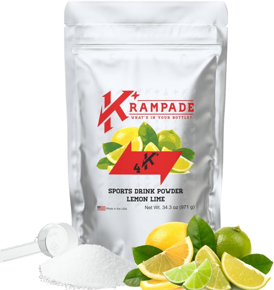 Krampade Original Lemon Lime 4K, 4000 mg Potassium Instant Cramp Relief Electrolyte Drink Powder | Designed for Athletes and Crampers | 19-Serving Resealable Pouch