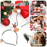 minkissy 2 Stücke Weihnachten Rentier Geweih Stirnband Plüsch Filz Rotwild Ear Elk Horn Hairband Krone Haarreifen Cosplay Kopfschmuck Für Weihnachten Party Urlaub Hochzeit Geschenk