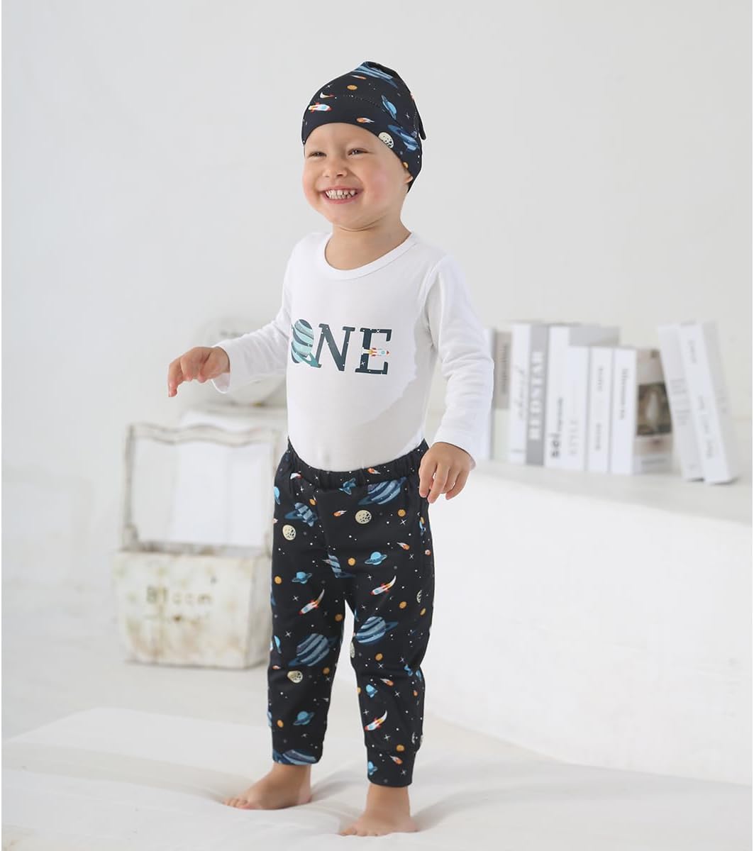 Baby Boy 1st Birthday Outfit Infant Boy First Birthday Clothes Boy Astronauts Cake Smash Bodysuit - Image 2