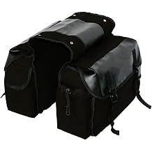 Motorcycle Saddlebags, Large Capacity Canvas Panniers, Side Tool Bag Pouch for Motorbike Travel black
