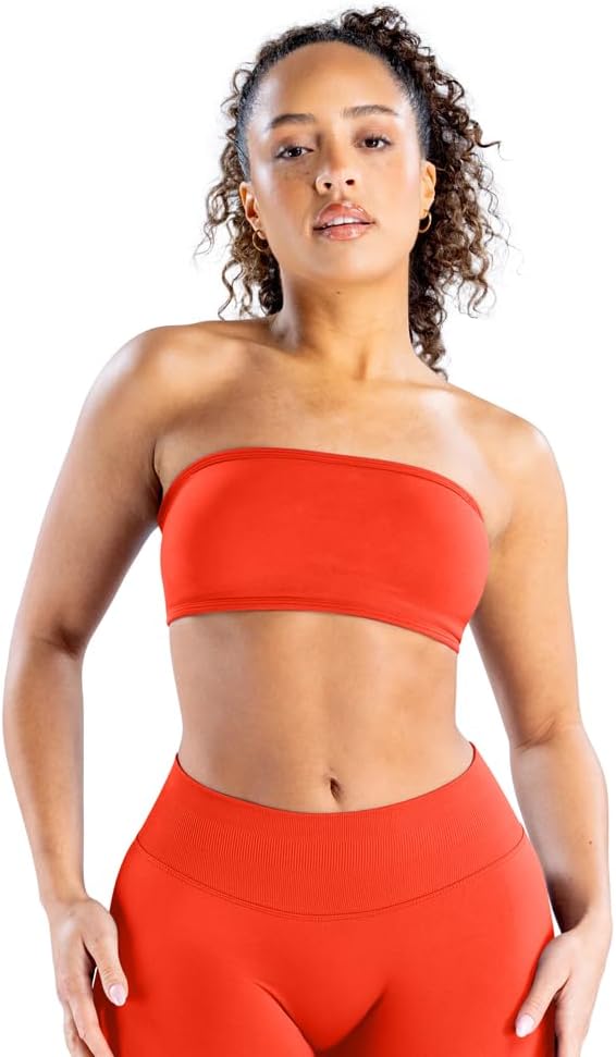 Impact Backless Bandeau Sports Strapless Bra Yoga Top Women Workout Fitness Gym Outdoor Strappy Tops