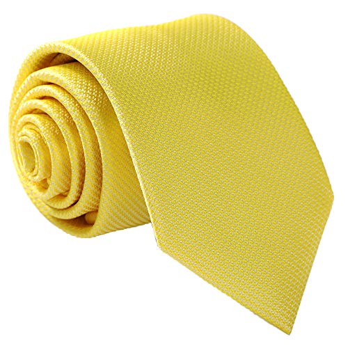 fortunatever Mens Solid Neckties,Lemon Yellow Ties For Men+Gift Box,58"×3.35"