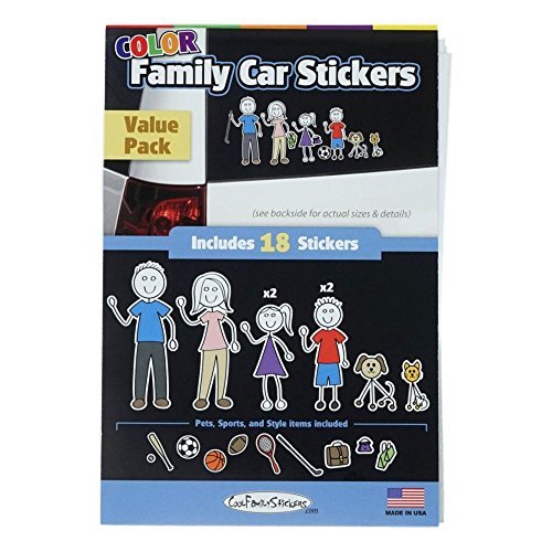 Family Car Stickers and Decals 18 Piece DIY Sticker Kit, Multicolor