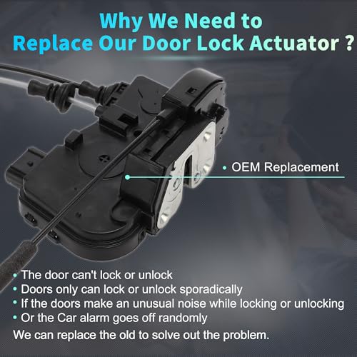 Image of X AUTOHAUX Replacement Rear Right Passenger Side Power Door Lock Actuator Motor with Cable for Hyundai Sonata 2011-2014 Door Latch Actuator Assembly No.814203S000 Black