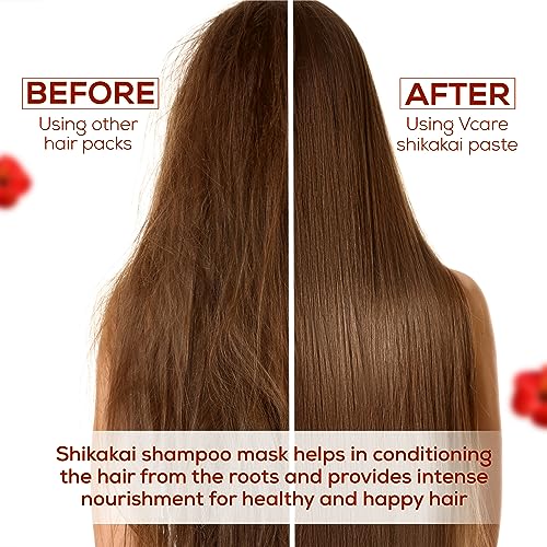 VCare Shikakai Shampoo with Goodness of Aloe Vera & Neem, Amla, Hibiscus, Shikakai For Strong & Healthy Hair, For Men And Women - 200ml (Pack Of 3)