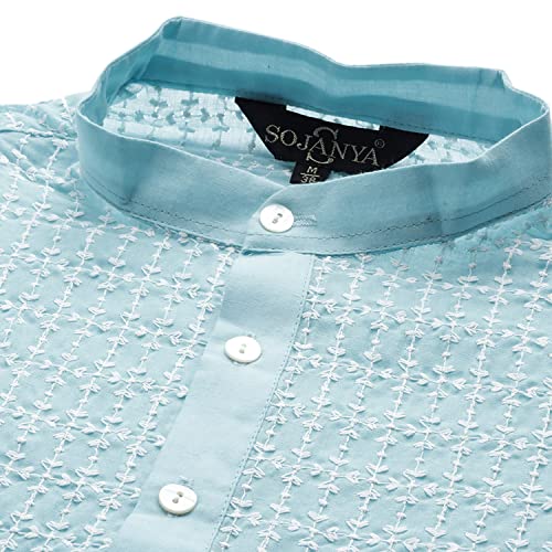 Image of SOJANYA (Since 1958 Men's Cotton Floral Regular Kurta Pyjama Set