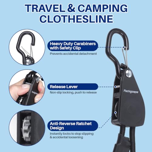 Retractable Portable Travel Clothesline Camping Laundry Line with 12 Clips - image 2