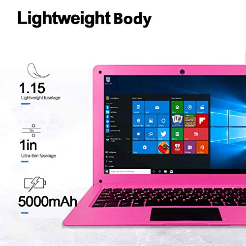 Tocosy Laptop 10.1Inch Quad Core Windows 10 Hd Graphics Ultra Thin Computer Pc, 2Gb Ram 32Gb Storage 1.92Ghz Usb 2.0 Wifi Bluetooth Hdmi Ips Display Notebook (Pink) #TOP4