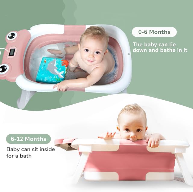 Miniatura 8 de Rylor Baby Bathtub for Newborns & Infants 0-12 Months - Foldable, Compact, Non-Slip Bath Tub with Adjustable Cushion - Safe & Comfortable Bath Seat