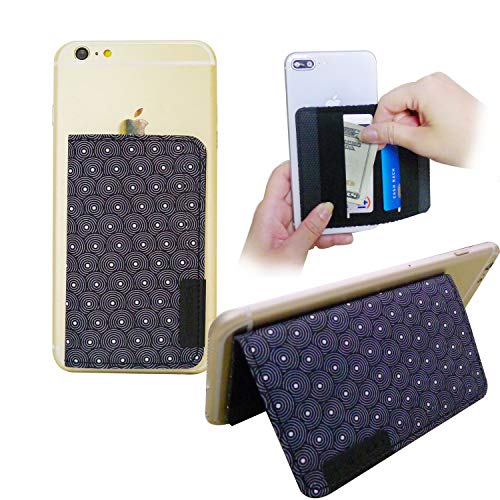 Image of Tainada Stick-On Phone Wallet, Multi-Card Holder & Stand (Circles Black)