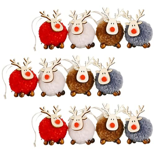 CHUANFU 12 Stück Weihnachtsbaum Anhänger Elch Deko,...