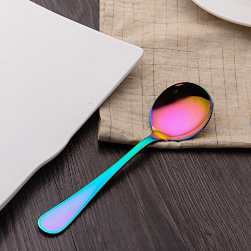 image for Berglander Rainbow Soup Spoon, 6 Pieces Stainiess Steel Titanium Plati