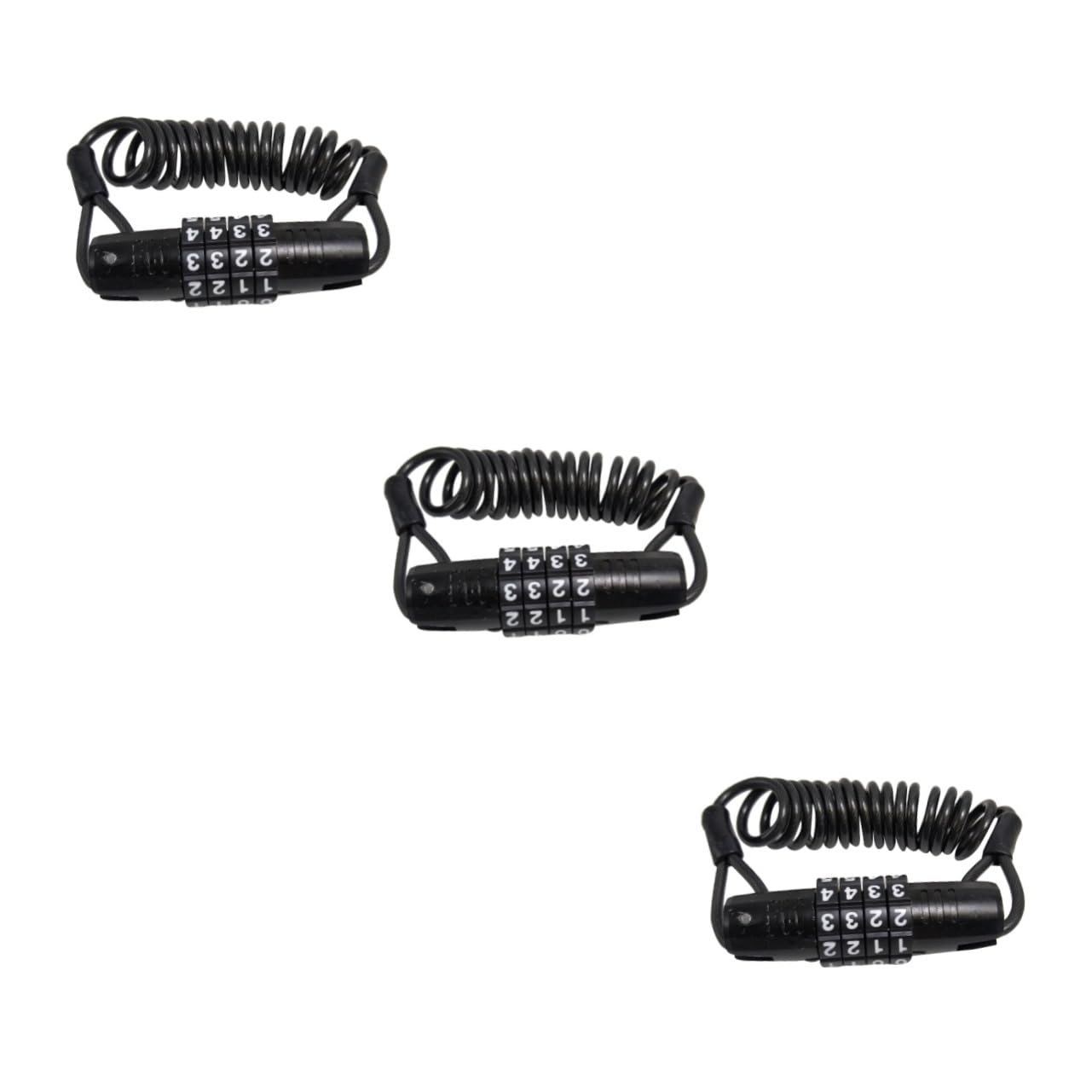 HEMOTON 3pcs Theft Bike Password Lock Portable Durable Cable Lock for Bicycles Scooters Motorcycles Compact Design Easy to Use Keyless Security