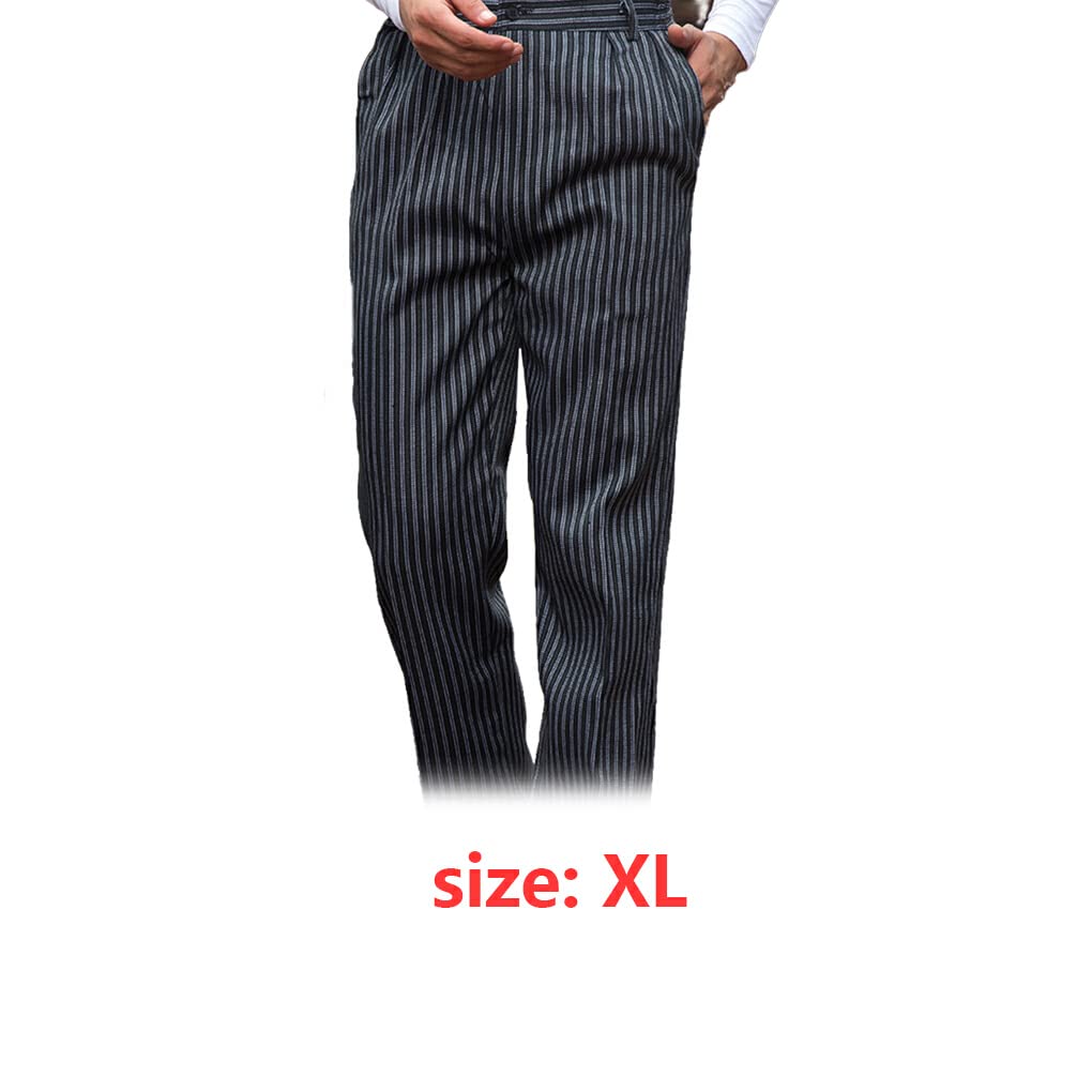 QOKLIYUI Pantalones de chef Hombres Casual Baggy Cook Pant Uniforme de camarero Ropa de cocina de algodón resistente al desgaste M Black White Stripes, Zebrastreifen, XL