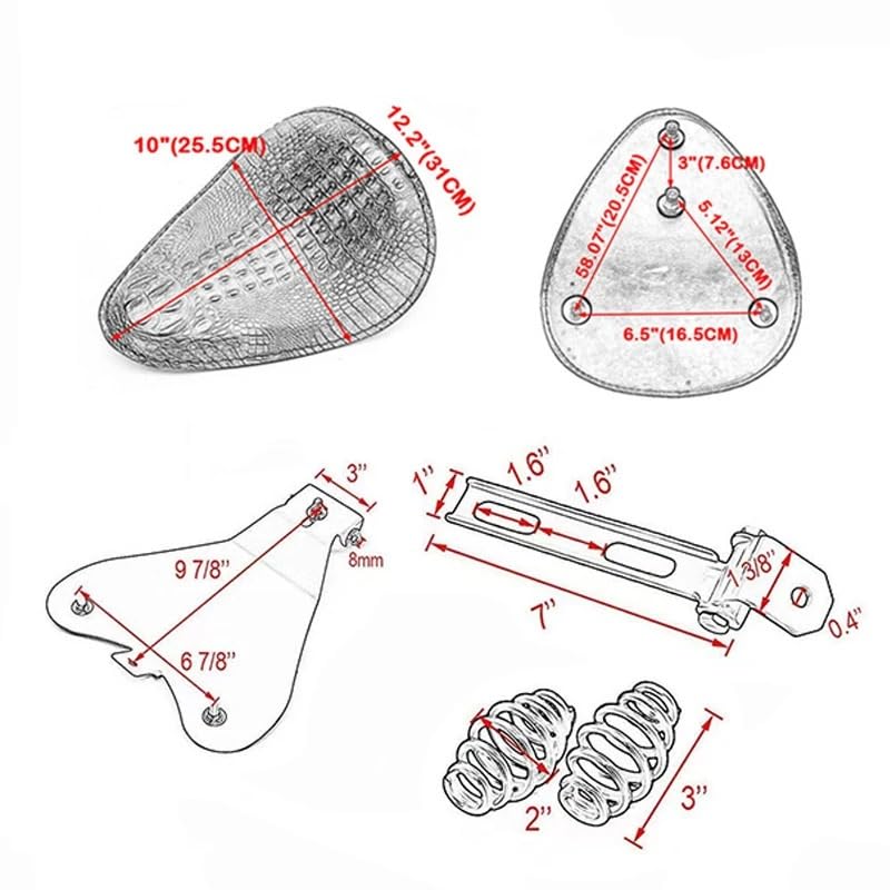 Asiento de piel de cocodrilo estilo cojín resorte para Iron 883 Softail 3