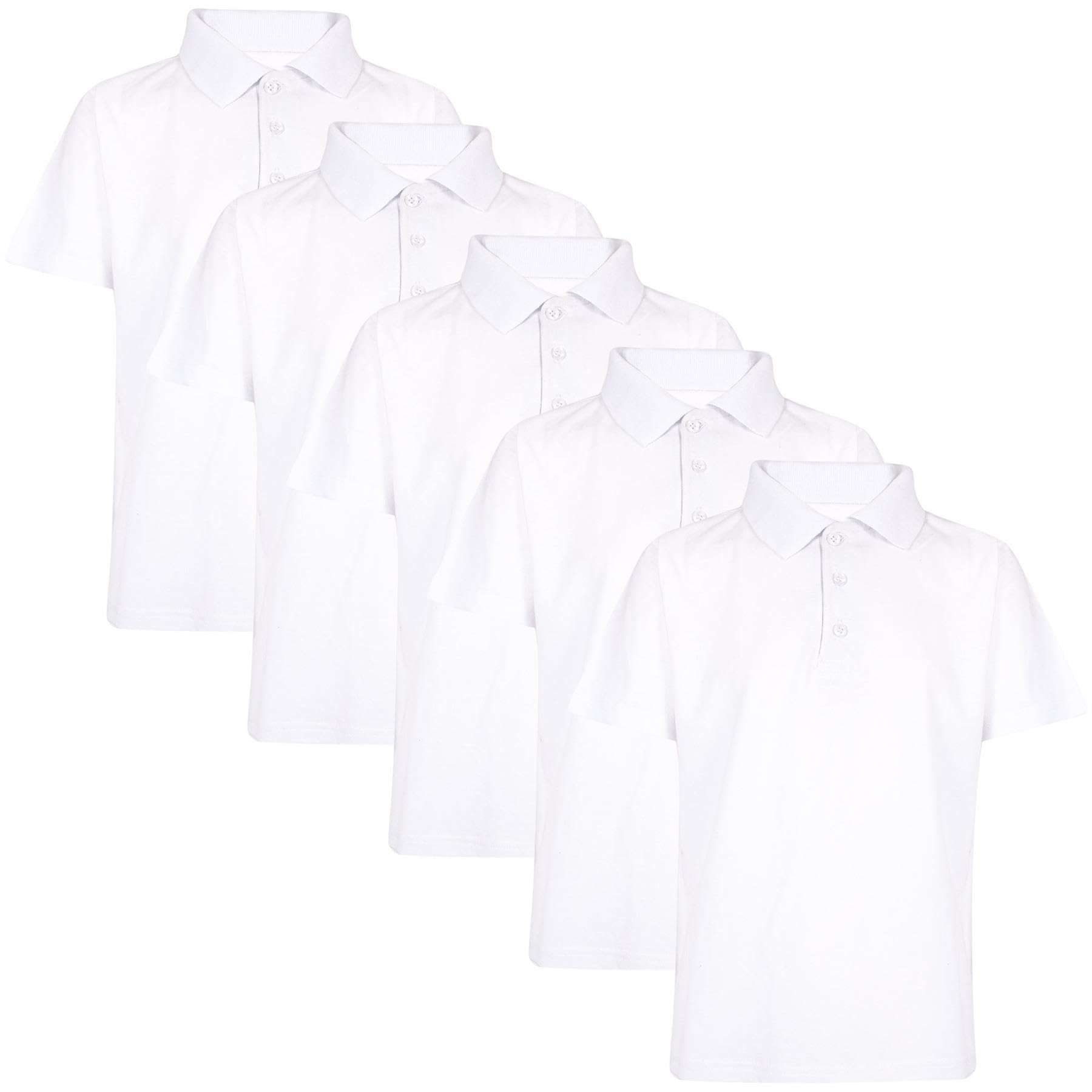 A2Z 4 Kids Niñas Niños Camisetas Polo Plain Verano Camisetas y Camisetas sin Mangas Moda Sensación Suave - PL Polo T Shirt White 5 Pack 3-4