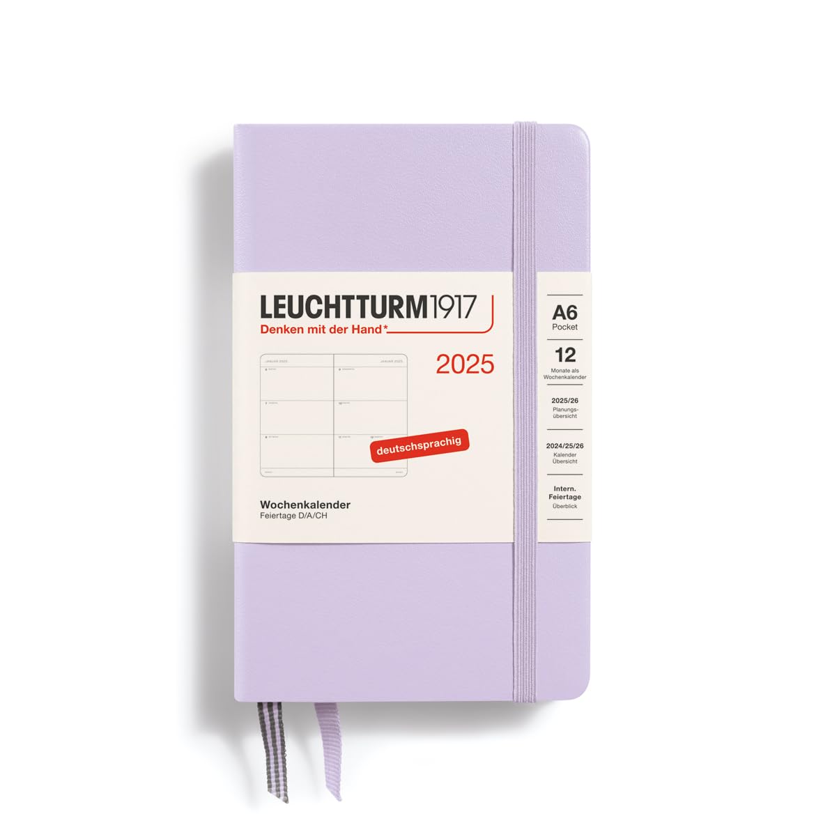 LEUCHTTURM1917 370550 Weekly Planner Pocket (A6) 2025, Lilac, German