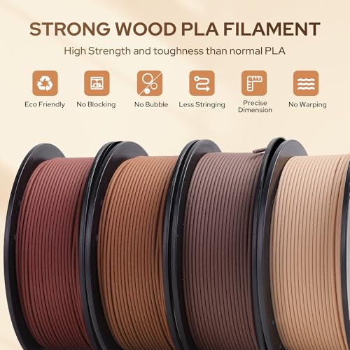 Image of Wood 3D Printer Filament Walnut Wood PLA Filament 1.75mm+ /-0.02mm | Wood PLA Filament with Real Wood Fiber Texture Filament Fits for Most FDM 3D Printers,1KG Spool(2.2lbs)