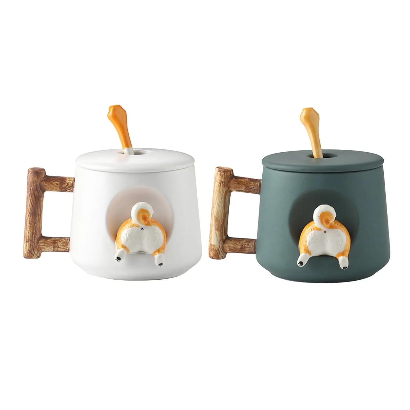 2 uds 500ml Taza de cerámica a tope 3D con tapa cuchara novedad divertida cerveza té de la leche jugo beber taza for café con leche Para Boda