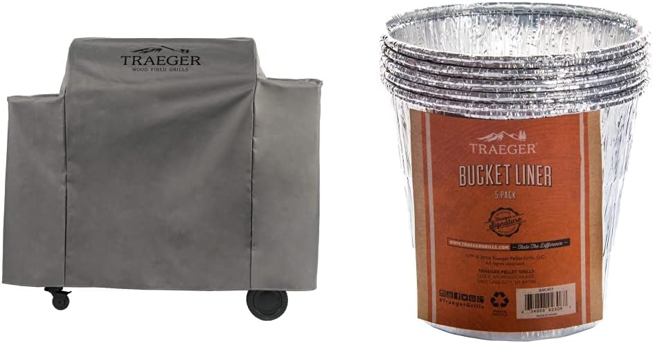 Traeger Full-Length Grill Cover - Ironwood 885 & Grease Bucket Liner 5-Pack