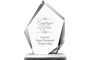 Employee of the Year Apex Crystal Award, 6" H Custom Engraved Employee Award