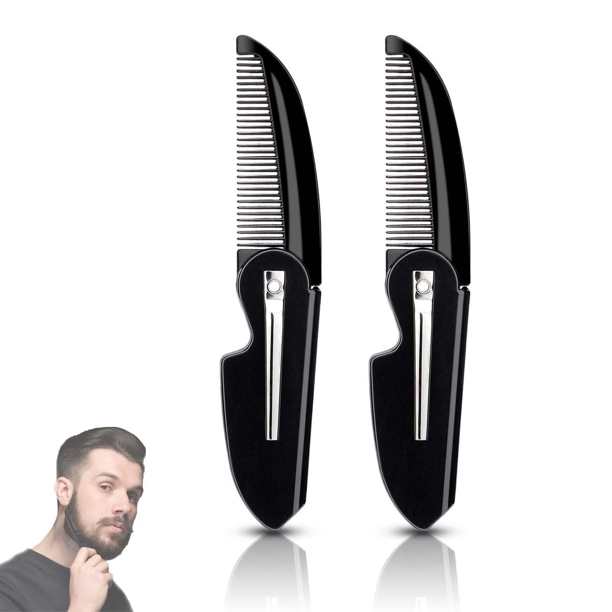 Confezione da 2 pettini per barba pieghevoli per uomo pettine per baffi pettine piccolo tascabile pettine per baffi pettine per capelli portatile per styling uomo pettini per barba e baffi