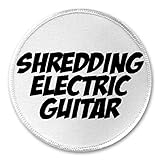 Shredding Electric Guitar - 3' Circle Sew/Iron On Patch Music Band Humor