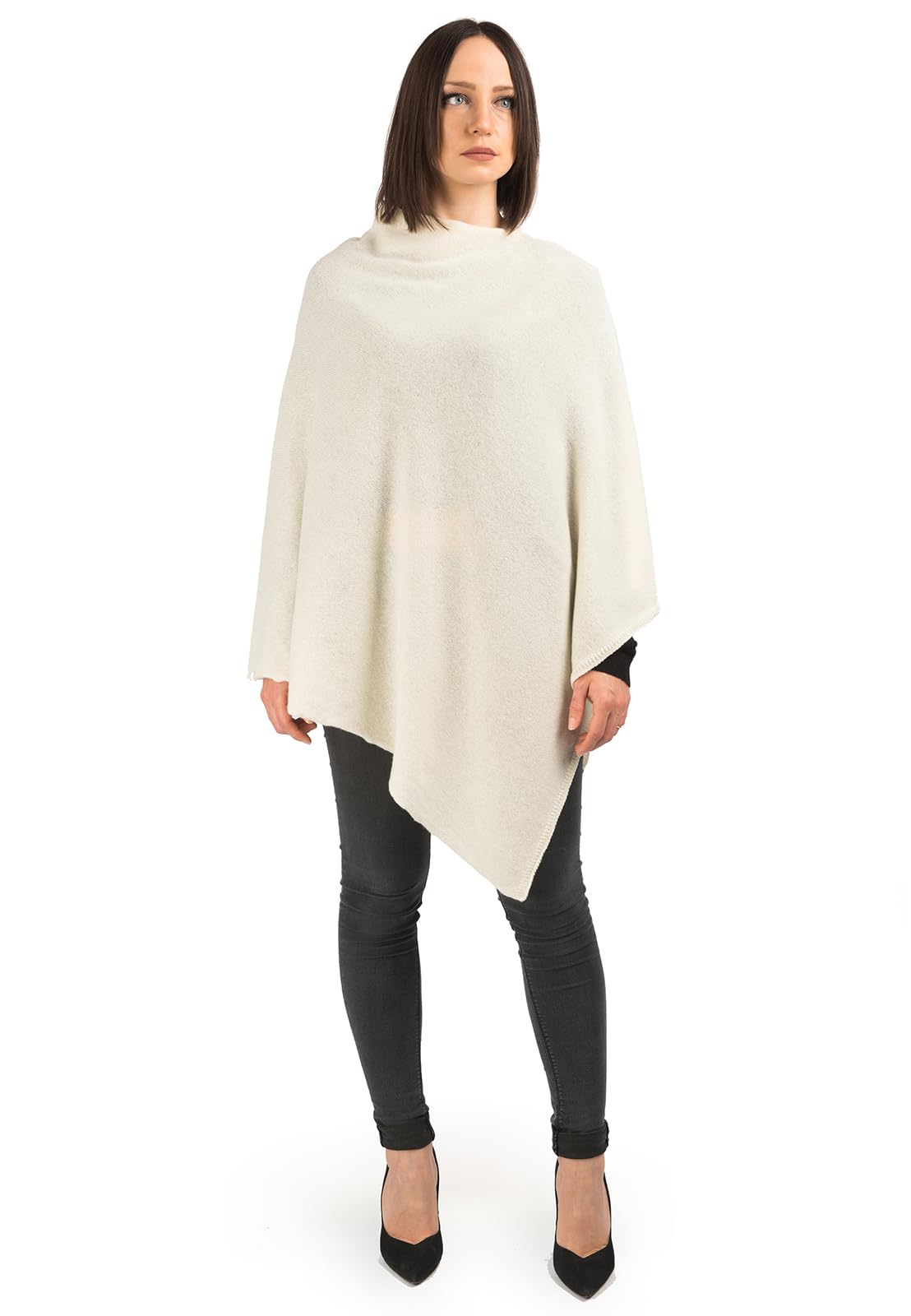 Dalle Piane Cashmere Damen Poncho Leicht 100% Kaschmir | Umhang für Frühling, Sommer, Abend und Reisen, 72x72 cm, Einheitsgröße, Geschenk für Sie, Made in Italy