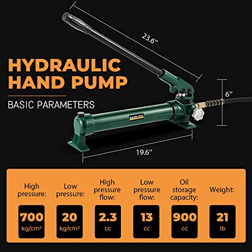 Image of Newhai CP-700 Hydraulic Porta Power Pump, 10000psi Hand Operated Lifting | 3 /8 inch Connector, Split‑Type Hydraulic Tools for Puller, Jack, Pipe Bender, Split Cylinders Ram, Industry and Home Construction