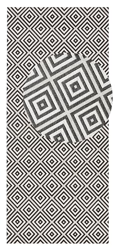 NORTHRUGS In- und Outdoor Teppich Karo 80x200cm - Wetterfest Modern Geometrisches Muster Kariert Allover Design Läufer für Balkon Terrasse Garten Wintergarten Wohnzimmerteppich Wasserfest in Schwarz NORTHRUGS In- und Outdoor Teppich Karo 80x200cm - Wetterfest Modern Geometrisches Muster Kariert Allover Design Läufer für Balkon Terrasse Garten Wintergarten Wohnzimmerteppich Wasserfest in Schwarz