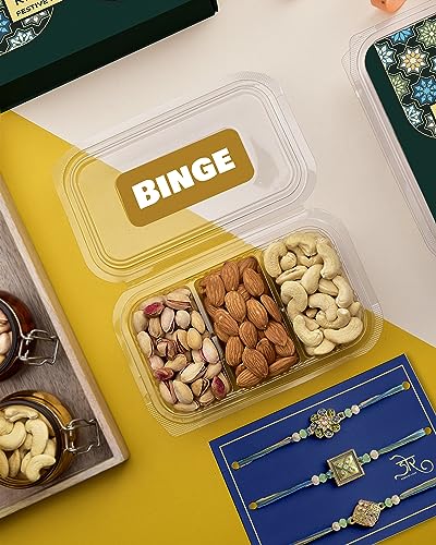 Image of Rakhi For Bhaiya Rakhi For Brother Rakhi Set Rakhi Gift Dry Fruits Combo Pack Snack Box Pack of 3 DryFruits Cashew Almond Pistachios Earth and Sky Rakhi set of 3