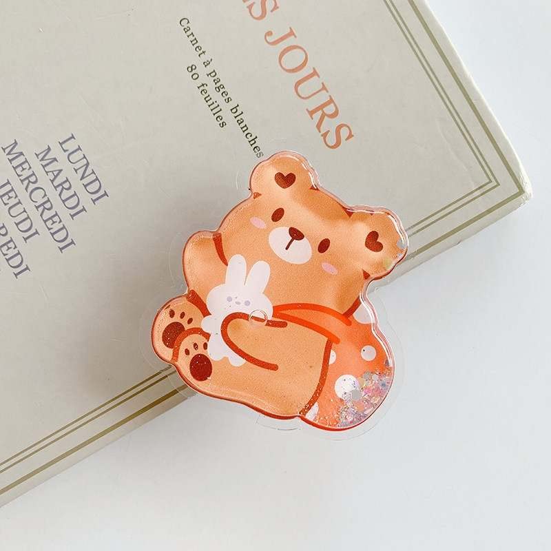 Image of Cute Anime Mobile Holder Grip Stand for Phones Selfie Holder for Smartphones, Designed for Kids and Teens. [ Gel Inside ]-(Model - Orange Bear)