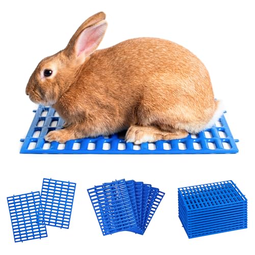 Planet Rabbit Premium Rabbit Cage Mats (Blue, 6 Pack) | Heavy Duty ABS Wire Floor Protectors | Prevent Sore Hocks & Feet for Bunnies | 15x10 in Floor Mat | Chew Resistant, Dishwasher Safe