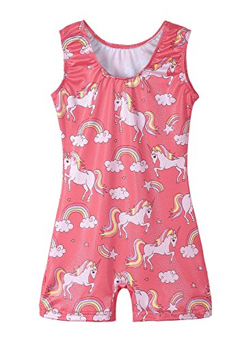Image of HOZIY Gymnastics Leotards for Girls Unicorn Aurora Rainbow Mermaid Dinosaur Cupcake Sparkle Biketard Toddlers Kids Children