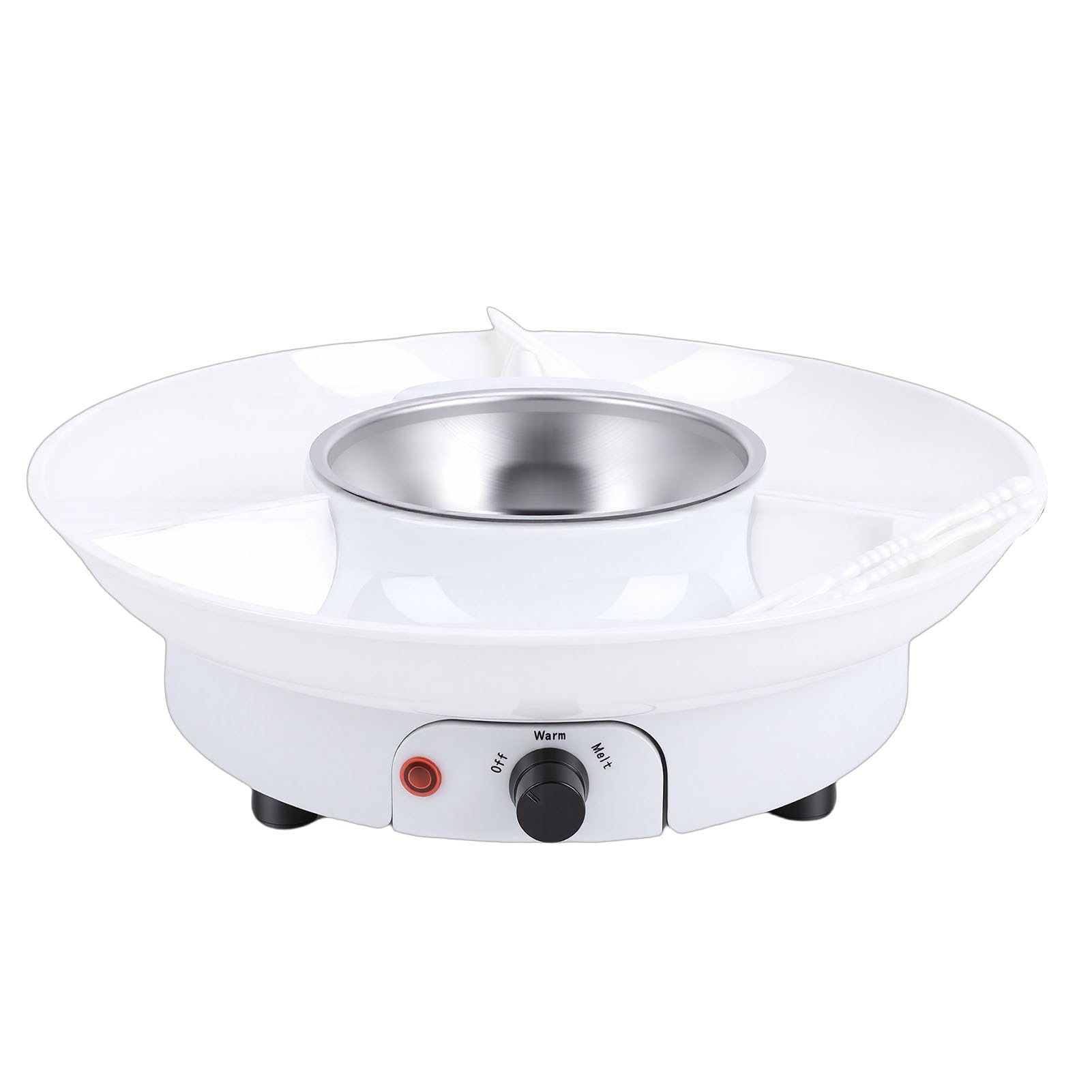 Juego de Ollas Eléctricas para Fondue, Kit de Fondue de Chocolate, Bandeja para Servir Desmontable, 10 Tenedores para Asar, Crea Deliciosos Postres para Fiestas, Citas Nocturnas, (Enchufe