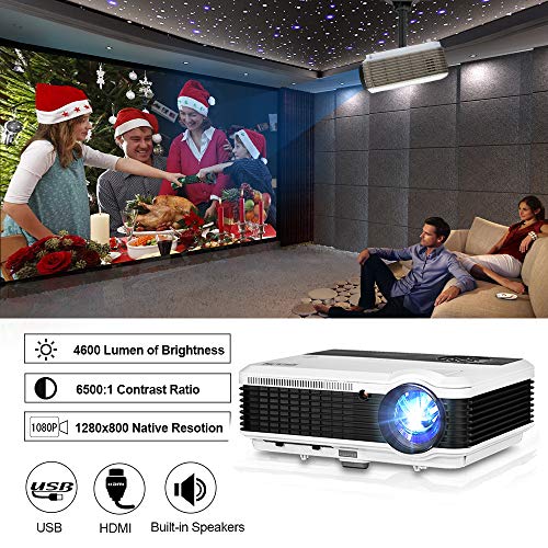 Projector EUG Video Projector 4600lm Full HD Supported LCD TFT Max 200" HDMI