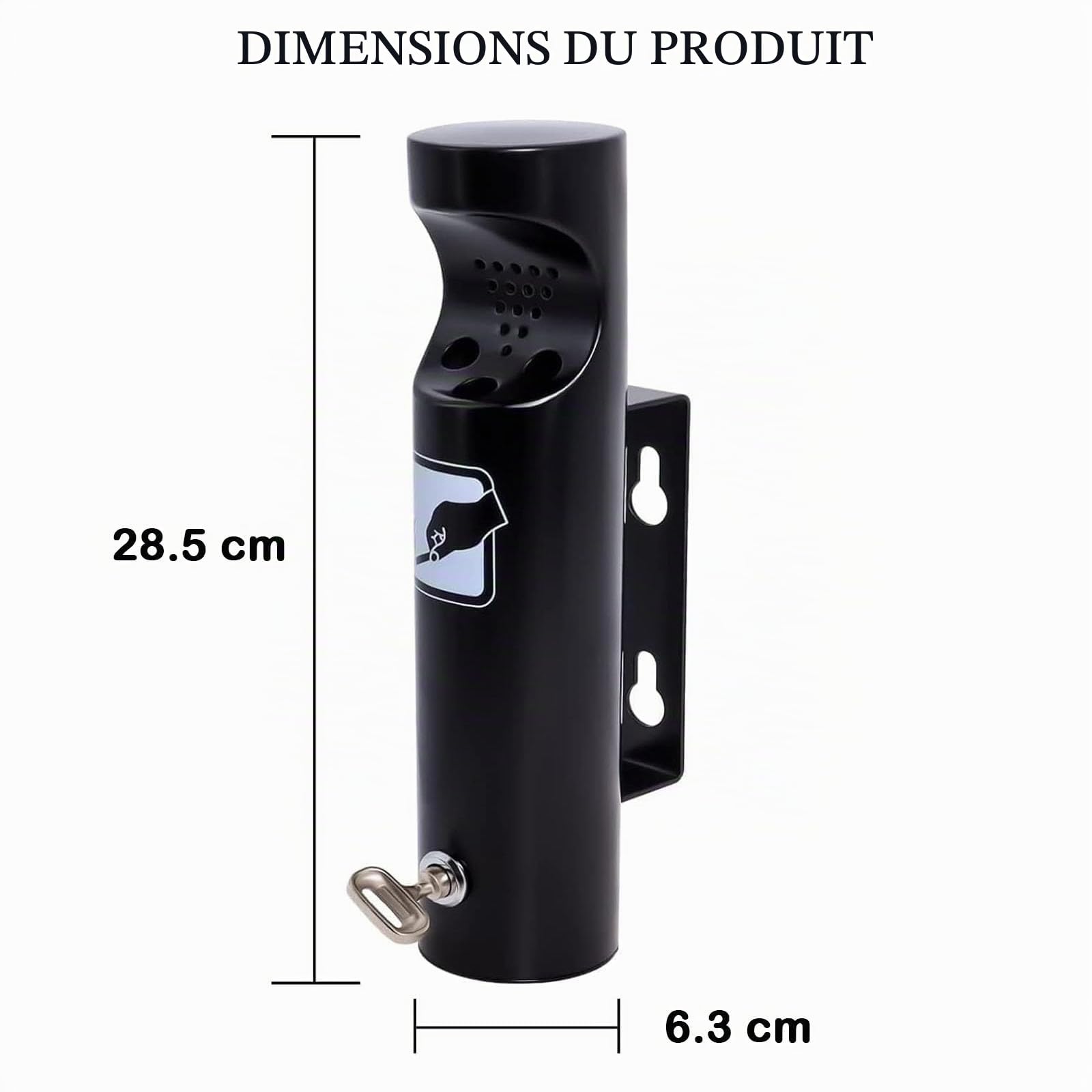 Cendrier Mural Exterieur en Acier Inoxydable,Cendrier Exterieur sur Pied avec Serrure pour Restaurants Hôtels Bureaux Balcon par Poweka (Noir, 2 Pièces）