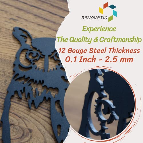 Renovatio Metal Owl Decor - Metal Birds Yard Decor - Metal Bird Tree Stake & Owl Collectibles - Bird Silhouette - Metal Birds For Trees - Owl Gifts For Owl Lovers - Metal Yard Art Outdoor And Garden #TOP4