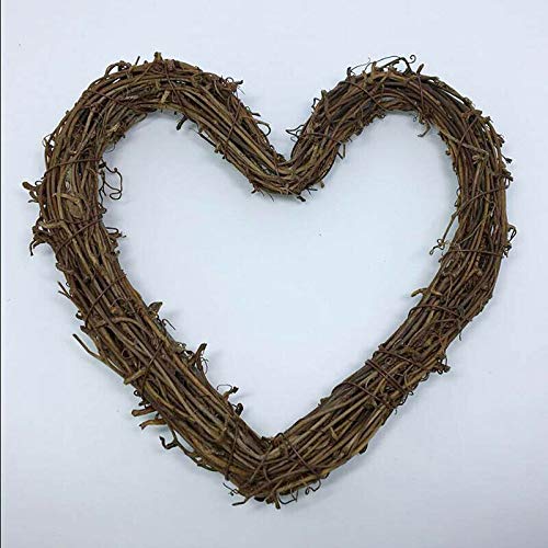 EliteKoopers Rattan Heart Shape Christmas Artificial Vine Ring Wreath Wicker Garland For Xmas Party Decoration