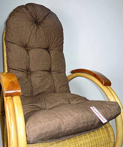 Rattani Auflage/Polster für Schaukelstuhl, Liegestuhl, Ersatzpolster Gr. 130 x 50 x 12 cm, Nuevo Loneta Brown - Made in EU Cover