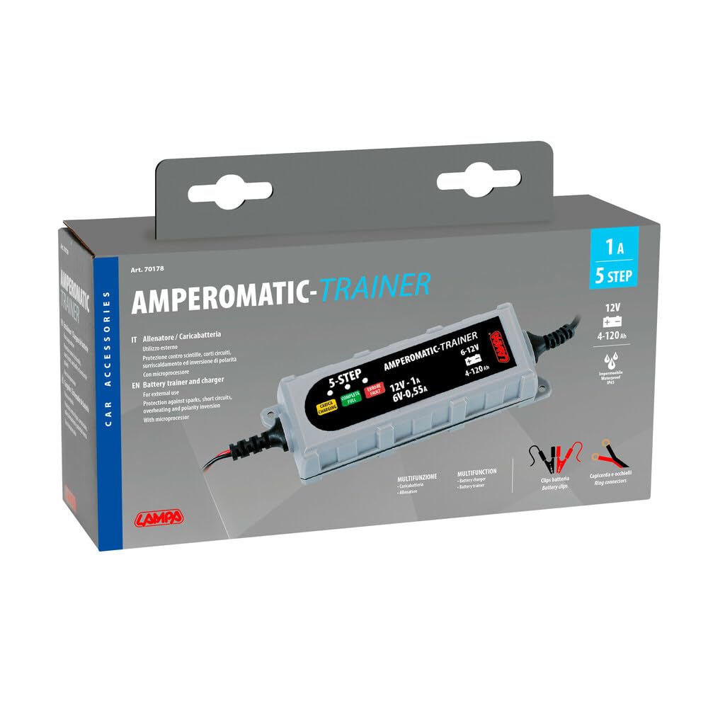 CARICA BATTERIA PER BATTERIE AL PIOMBO, SM, GEL E AGM DA 4-120 Ah PER MOTO SCOOTER QUAD BARCHE CAMPER COMPATIBILE CON BENELLI TRE 1130 K AMAZONAS MANTENITORE DI CORRENTE 6/12V-0,55/1A ABS