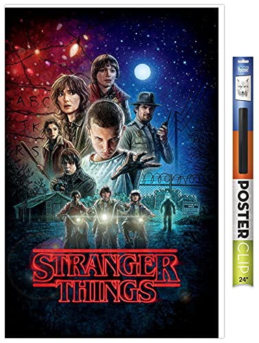 Poster Stranger Things Netflix grand format avec clip pour salon et bureau