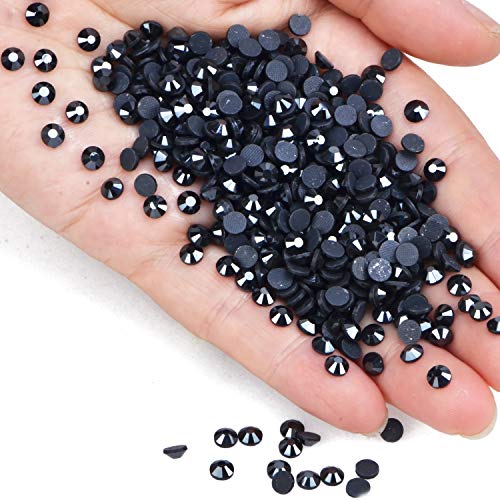 Image of 1500 Pieces Hot Fix Glass Flatback Rhinestones HotFix Round Crystal Gems (Jet Black, SS16)