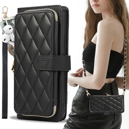 Coque iPhone 16 cuir avec chaîne pour garder les mains libres en soirée et shopping