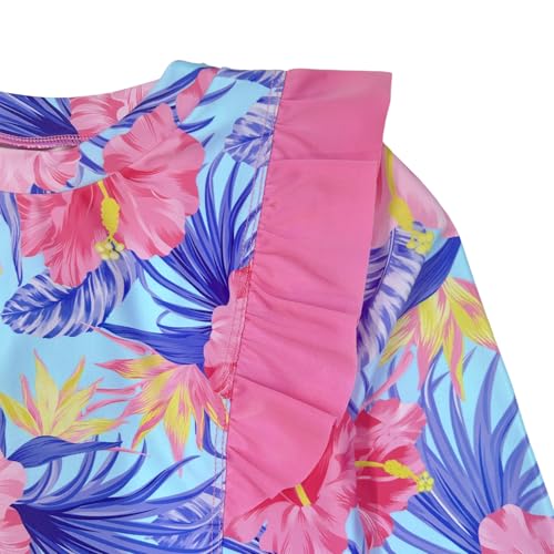 Image of Girls Rash Guard Swimsuit Set Long Sleeve 2 Pieces Bathing Suit Swimming Skirt with Shorts 4-13Y