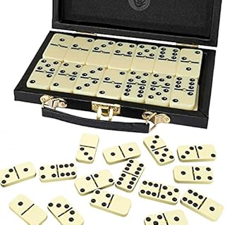 Kicko Domino Set - Premium Classic 28 Pieces Double Six in Durable Wooden Brown Box for Boys, Girls, Party Favors and Anytime Use - Up to 2-4 Players