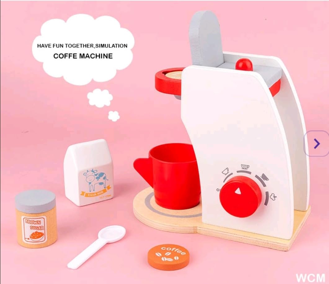 TOYARTSY Children Pretend Play Toys Wooden Coffee Maker Machine Early Education Simulation Toy 1