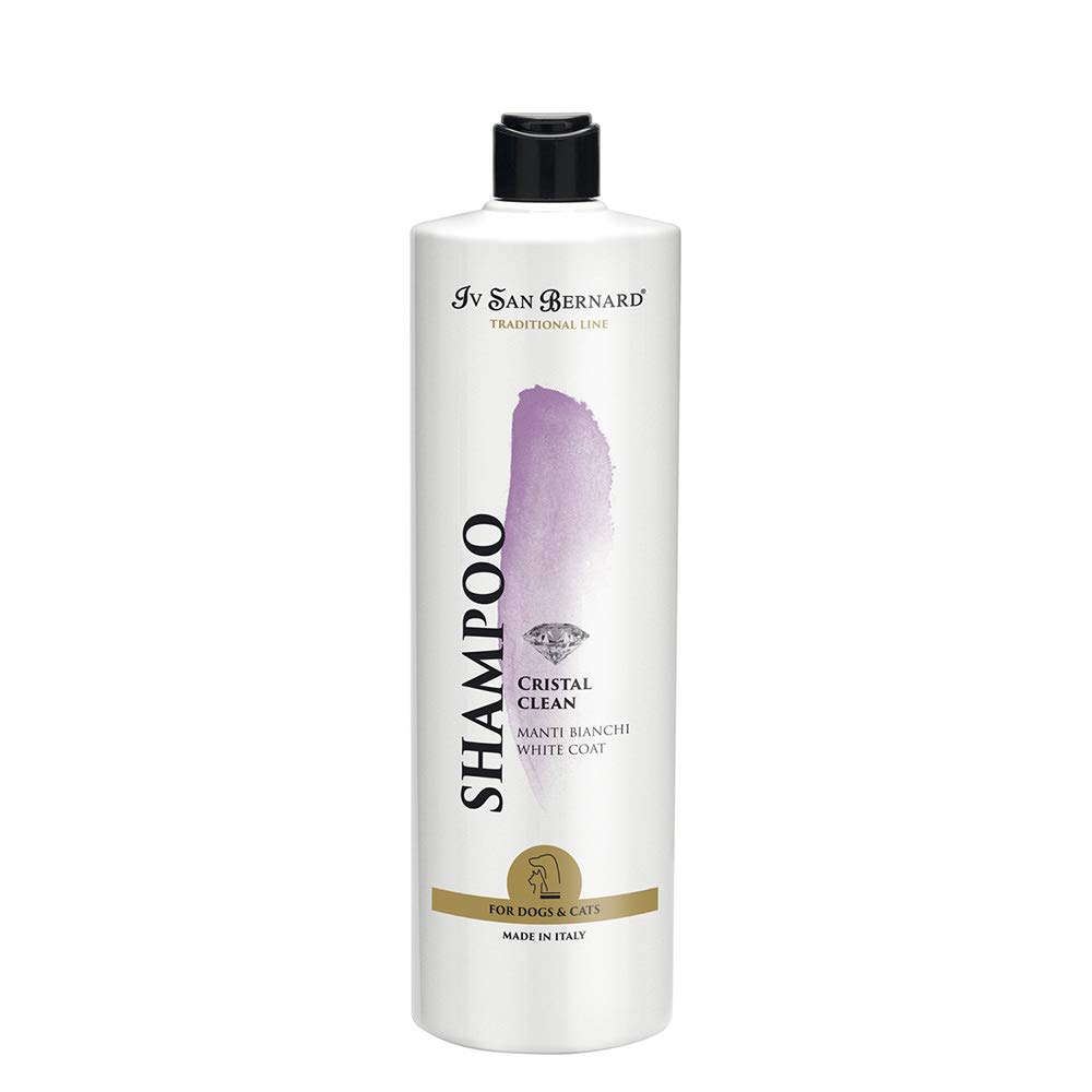 Champú Cristal Clean - para Mascotas con Pelo Blanco - 1 L - Ayuda a Eliminar el Color Amarillento - Champú para Fortalecer y Aportar Brillo - Sencillo de Aplicar - IV San Bernard