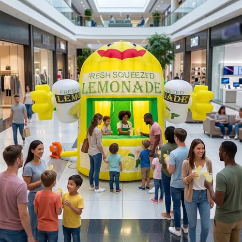 Inflatable Lemonade Stand, Giant Lemon Tend Booth with...