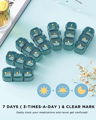 Image of Pill Organizer 3 Times A Day, 7 Day Pill Box 3 Times A Day - Acedada Weekly Vitamin Box Organizer with 7 Separate Containers, Portable Daily Medicine Planner Case for Vitamin Fish Oil Supplement, Blue